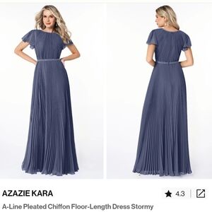 Azazie Kara Stormy NWT AZ374396 Maxi Bridesmaid Dress Chiffon Womens Size A8